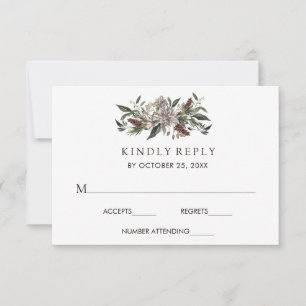 Rustic Floral Fall Winter Wedding RSVP Card
