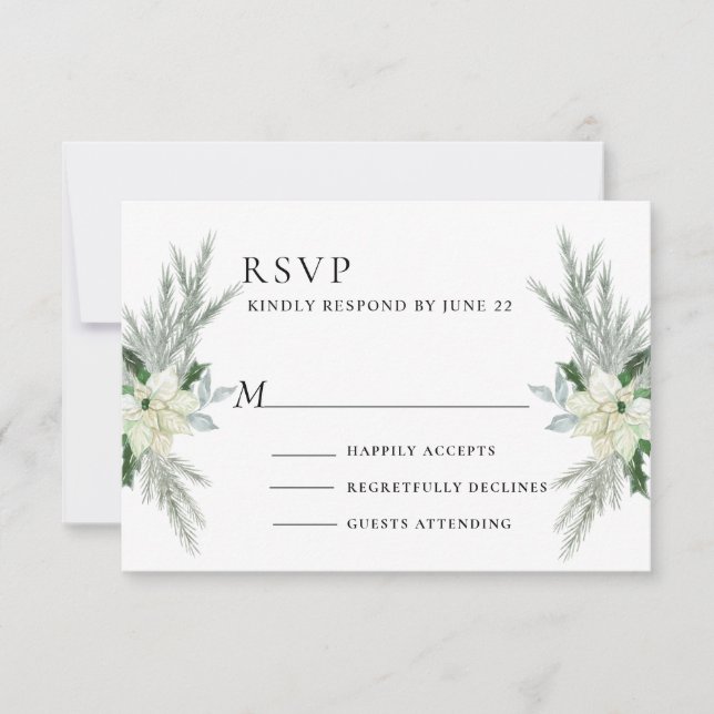 Rustic Floral Fall Winter Wedding RSVP Card (Front)