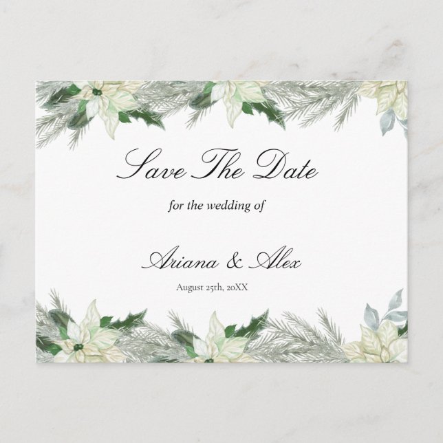  Rustic Floral Fall Winter Wedding Save The Date Postcard (Front)