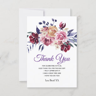 rustic floral, flowers thank you card