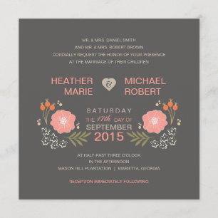 Rustic Floral Formal Style Wedding Invitations