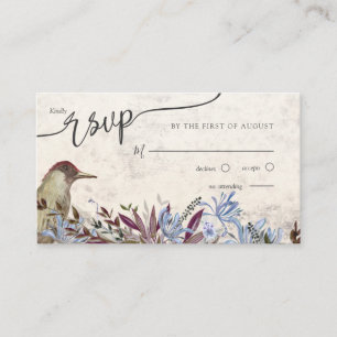 Rustic floral frame with birds enclosure rsvp card