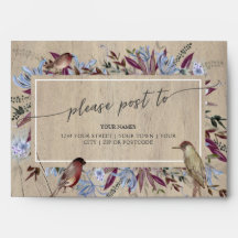 Rustic floral frame with birds envelope