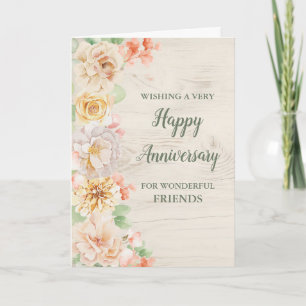 Rustic Floral Friends Wedding Anniversary Card
