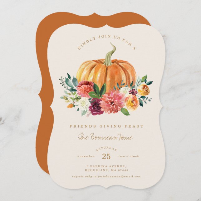 Rustic Floral Friendsgiving Dinner Invitation (Front/Back)
