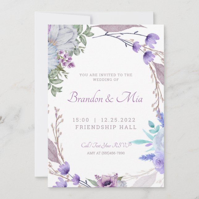 Rustic Floral Garden Wedding Invitation (Front)