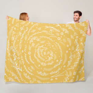 Rustic Floral Garland Folk Art Pattern Fleece Blanket