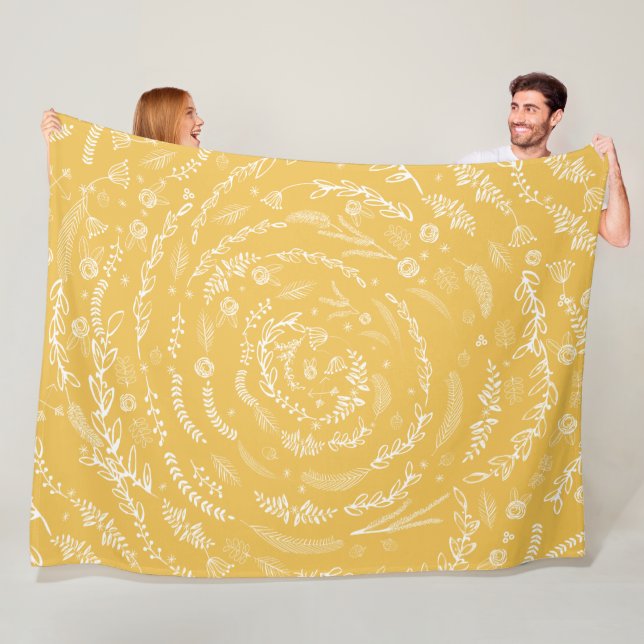 Rustic Floral Garland Folk Art Pattern Fleece Blanket (In Situ)