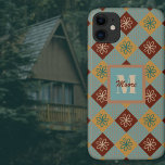 Rustic Floral Geometric Gingham-Fading Sun Palette Case-Mate iPhone Case<br><div class="desc">Floral gingham with ovals in various shades vanilla beige,  dark chilli pepper red,  dark teal (turquoise),  seaglass blue,  harvest gold,  and terracotta (burnt orange). Other colorways available.</div>