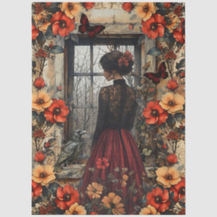 Rustic Floral Girly Fantasy Art Collage Decoupage Tissue Paper