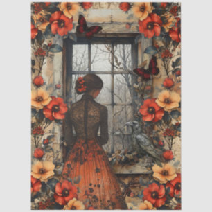 Rustic Floral Girly Fantasy Art Collage Decoupage Tissue Paper