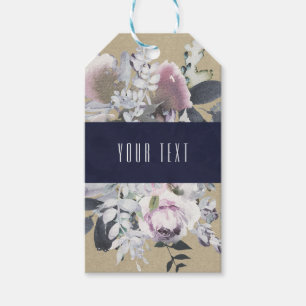 Rustic Floral Glam Navy Kraft Wedding Bridal Favou Gift Tags