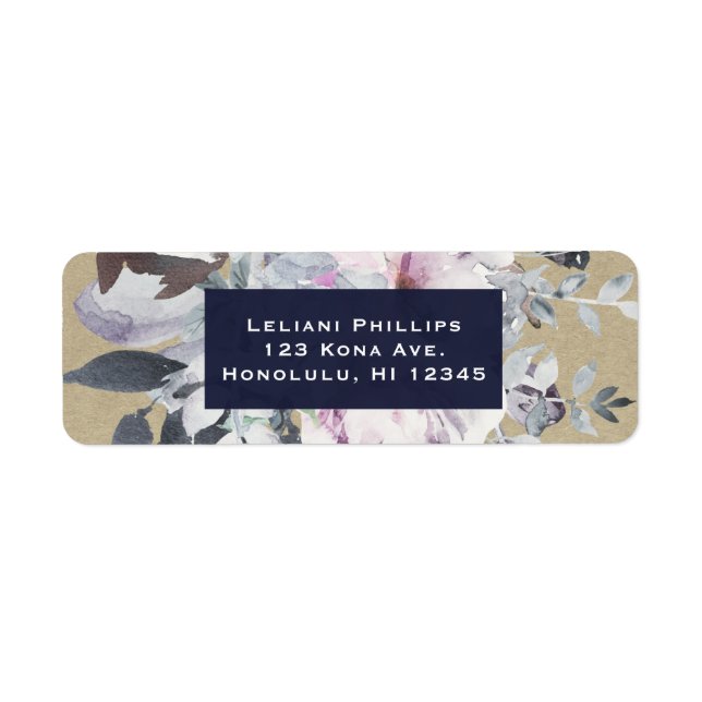 Rustic Floral Glam Navy Kraft Wedding Invitation (Front)