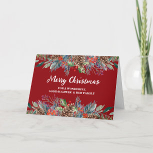 Rustic Floral Goddaughter & Family Christmas Card