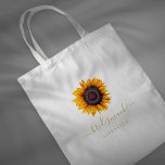 Rustic floral gold weddings bridesmaid team bride tote bag<br><div class="desc">Rustic elegant summer or autumn fall wedding stylish bridesmaid, maid of honour or flower girl tote bag featuring beautiful sunflowers with custom text. You can choose to customise it further changing fonts and colours of lettering. The tote bag is suitable for elegant summer or autumn fall rustic farmhouse boho chic...</div>