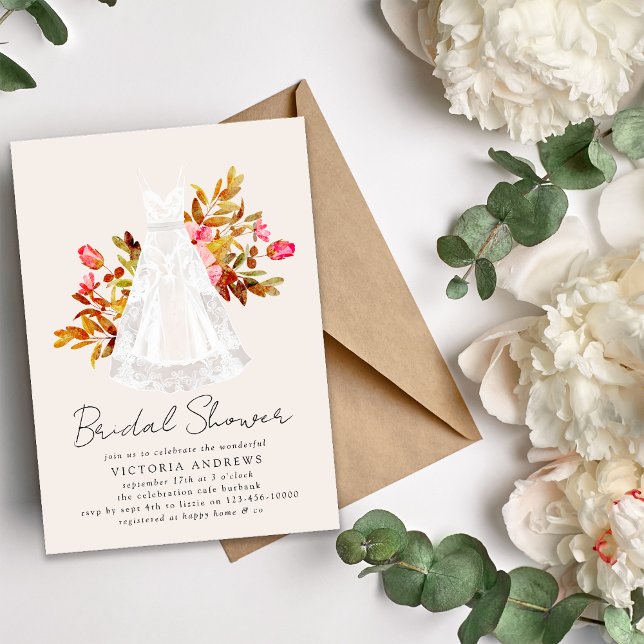 Rustic Floral Gown Bridal Shower Invitation (Creator Uploaded)