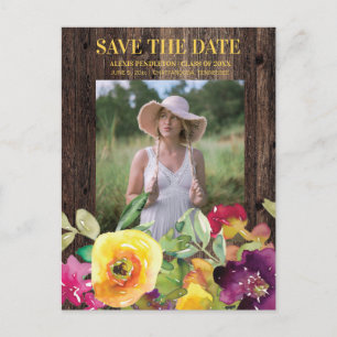 Rustic Floral Graduation Save Date Announcement
