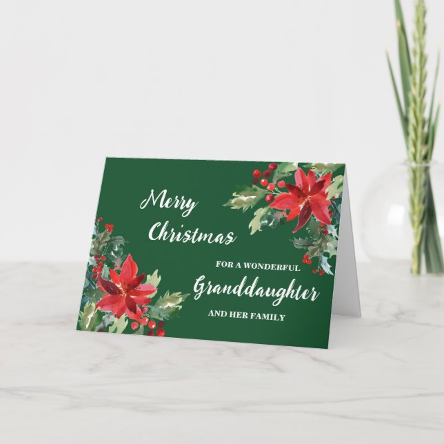 Rustic Floral Granddaughter & Family Christmas Card (Front)