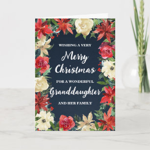 Rustic Floral Granddaughter & Family Christmas Card