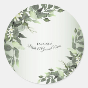 Rustic Floral Greenery Eucalyptus Leaves Classic Round Sticker