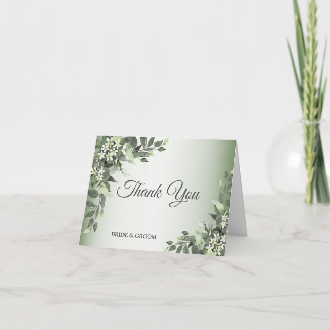 Rustic Floral Greenery Eucalyptus Leaves Thank You Card (Front)