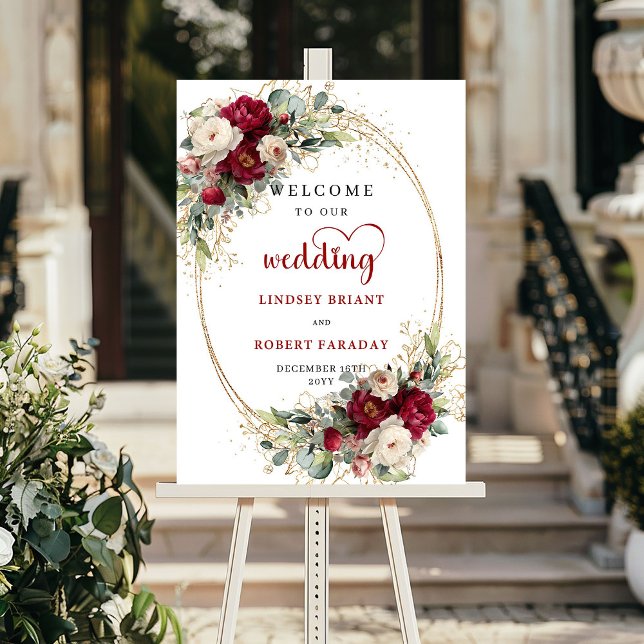 Rustic floral greenery gold wedding welcome sign  (Rustic floral greenery gold wedding welcome sign decor

)