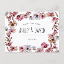 Rustic Floral Handwritten Save The Date Postcard