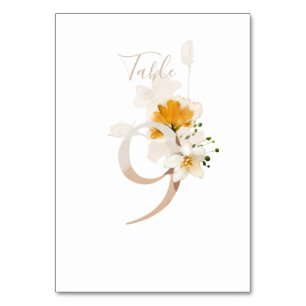 Rustic Floral Handwritten Script 9 Wedding  Table Number