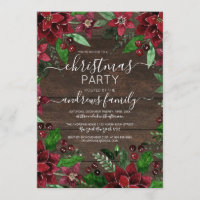Rustic Floral Holly Ivy Watercolor Wood Christmas