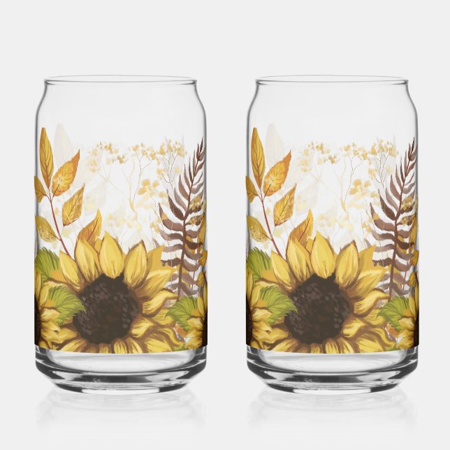 Rustic Floral Iced Coffee & Summer Can Glass (Front)