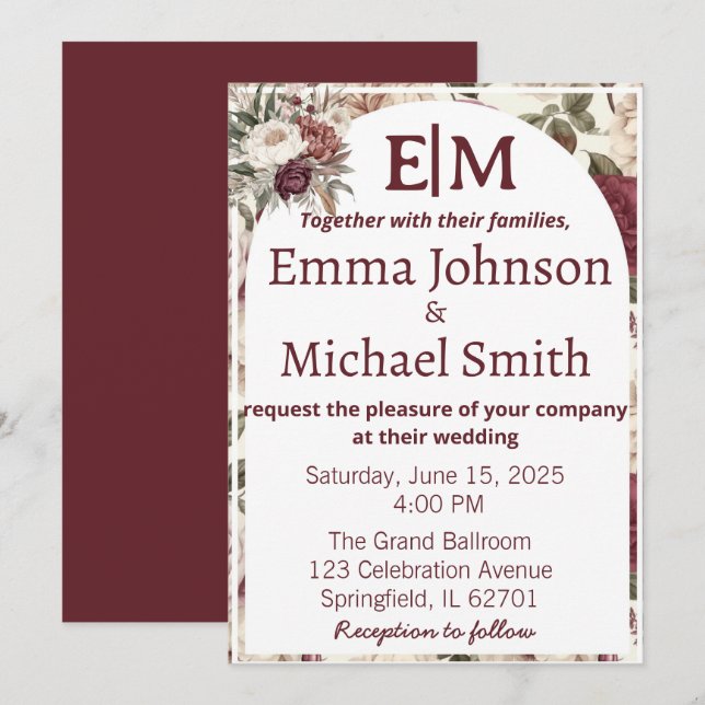 Rustic floral invites (Front/Back)