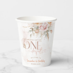 Rustic Floral Isn't She Onederful Birthday Paper Cups