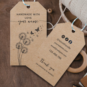 Rustic Floral Kraft Handmade with love Gift Tags