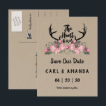 Rustic Floral Kraft Hunt is Over Save The Date Announcement Postcard<br><div class="desc">♥ © Floral Hunt is Over Wedding Save The Date Postcard. The design is on a faux kraft paper background to add a rustic feel. ♥ For further customisation, please click the "Customise" button and use our design tool to modify this template. All text style, colours, sizes can be modified...</div>