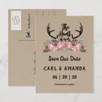 Rustic Floral Kraft Hunt is Over Save The Date