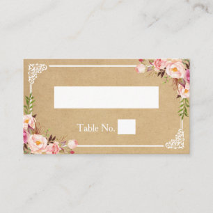Rustic Floral Kraft Wedding Escort Seating Place Card