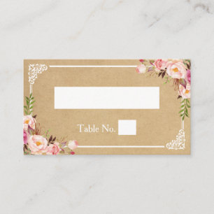 Rustic Floral Kraft Wedding Escort Seating Place Place Card