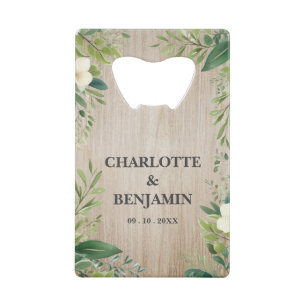 Rustic Floral Leaf Border Wooden Wedding Favour