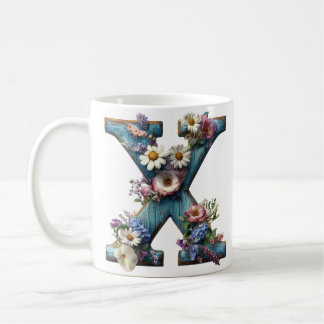 Rustic Floral Letter X Wildflower Coffee Mug