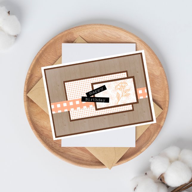 Rustic Floral Light Orange Birthday Card (Creator Uploaded)