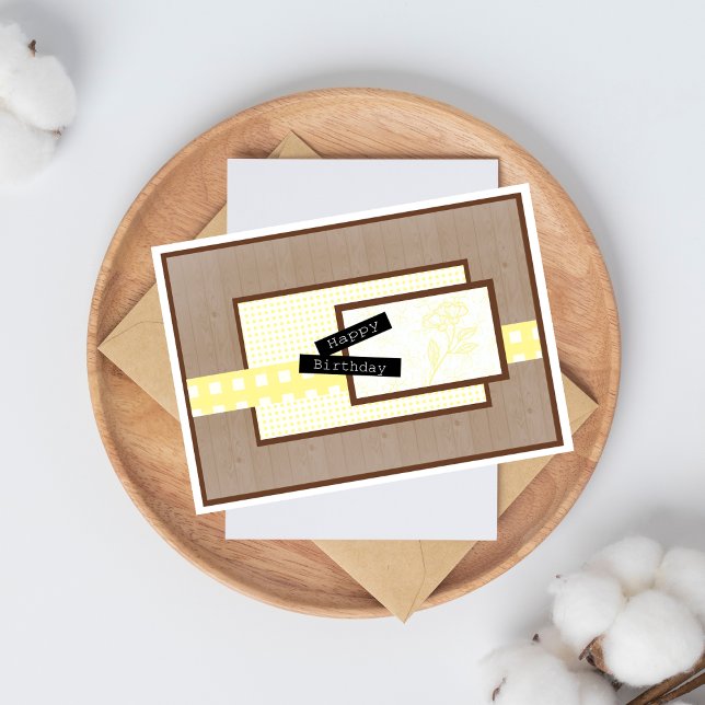 Rustic Floral Light Yellow Birthday Card (Creator Uploaded)