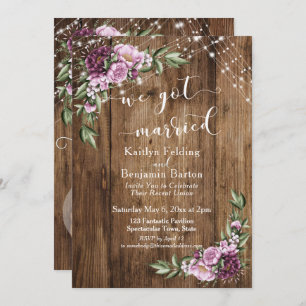 Rustic Floral Lights We Got Married Reception Only Invitation