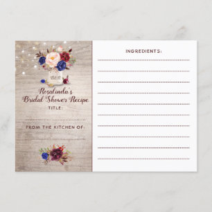 Rustic Floral Mason Jar Bridal Shower Recipe Enclosure Card