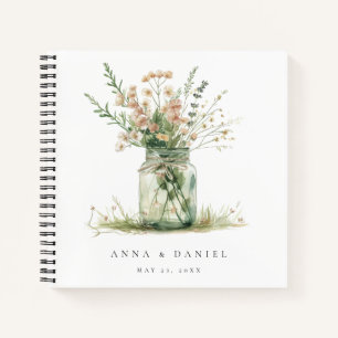 Rustic Floral Mason Jar Wedding Guest Book