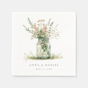 Rustic Floral Mason Jar Wedding Napkin