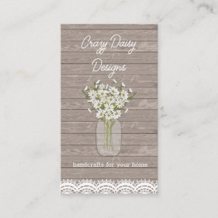 Rustic Floral Mason Jar Wood Business Card