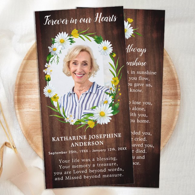 Rustic Floral Memorial Prayer Card Bookmark Photo (Creator Uploaded)