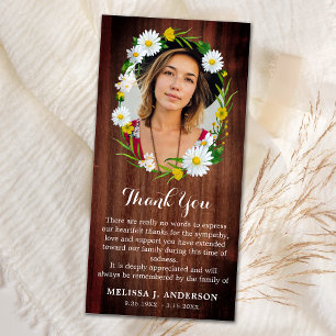 Rustic Floral Memorial Sympathy Picture Funeral Thank You Card