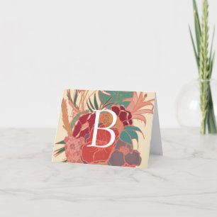 Rustic Floral Monogram Blank Note Card