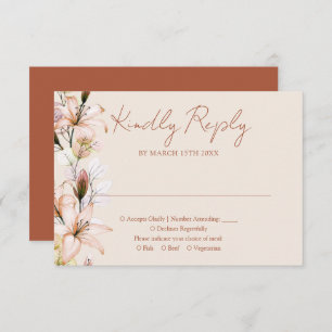 Rustic Floral Monogram Terracotta Fall Wedding RSVP Card